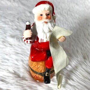 NWOT Vintage Coca-Cola Sitting Santa w/List Ornament Keepsake Box